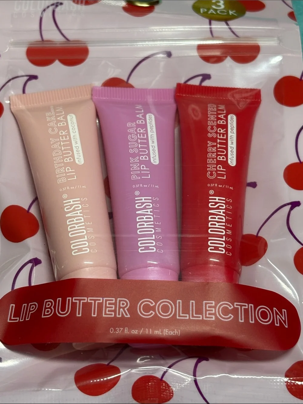 6 Lip Butter Collection by Color Bash Cosmetics - 3 Peach & 3 Cherry